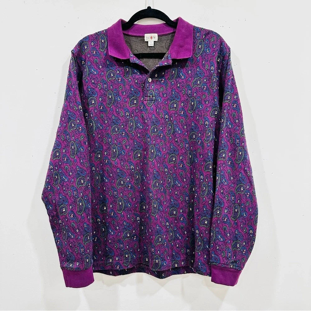 J.Crew Long-sleeve Polo Shirt In Double-knitJacquard For Men Size‎ L